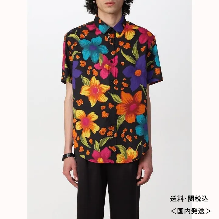 Saint Laurent  |Flower Patterns Silk Short Sleeves Luxury Shirts