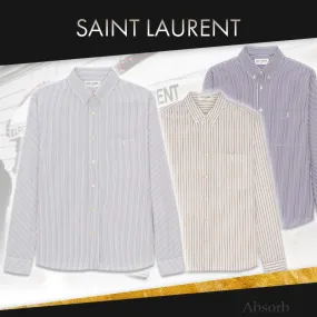 Saint Laurent  |Stripes Street Style Long Sleeves Cotton Luxury Shirts