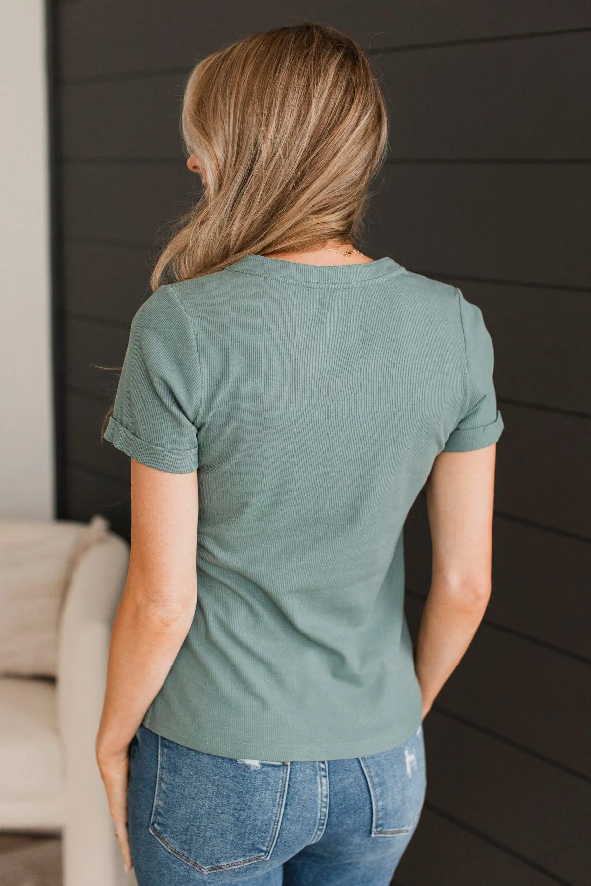 Seeking Adventure Short Sleeve Top- Dusty Teal