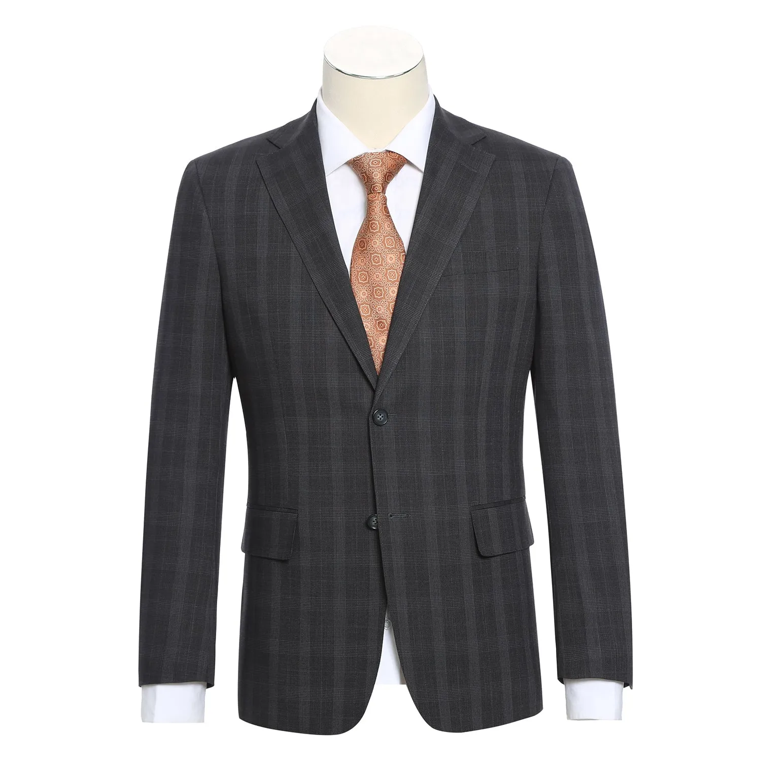 Stretch Performance Single Breasted SLIM FIT Suit in Charcoal Plaid (Short and Regular Available) by English Laundry