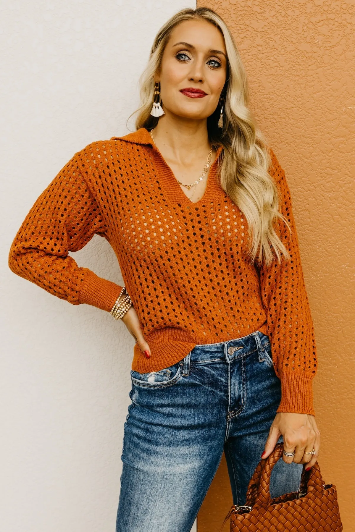 The Amayah Open Knit Popover Sweater