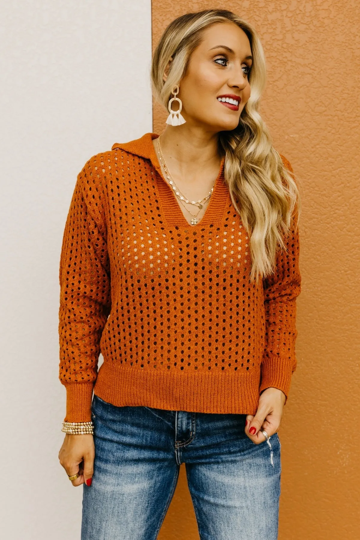 The Amayah Open Knit Popover Sweater