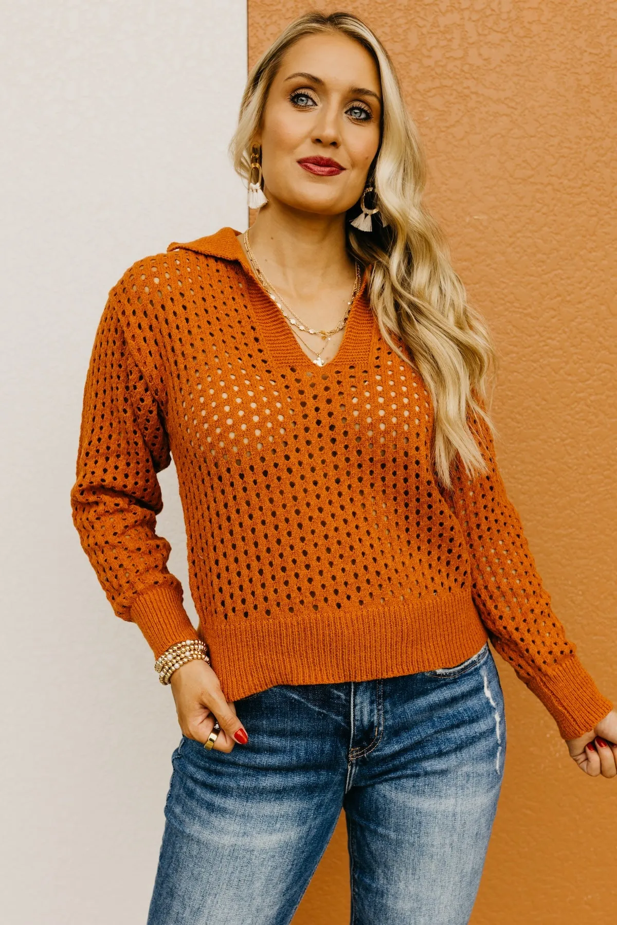 The Amayah Open Knit Popover Sweater