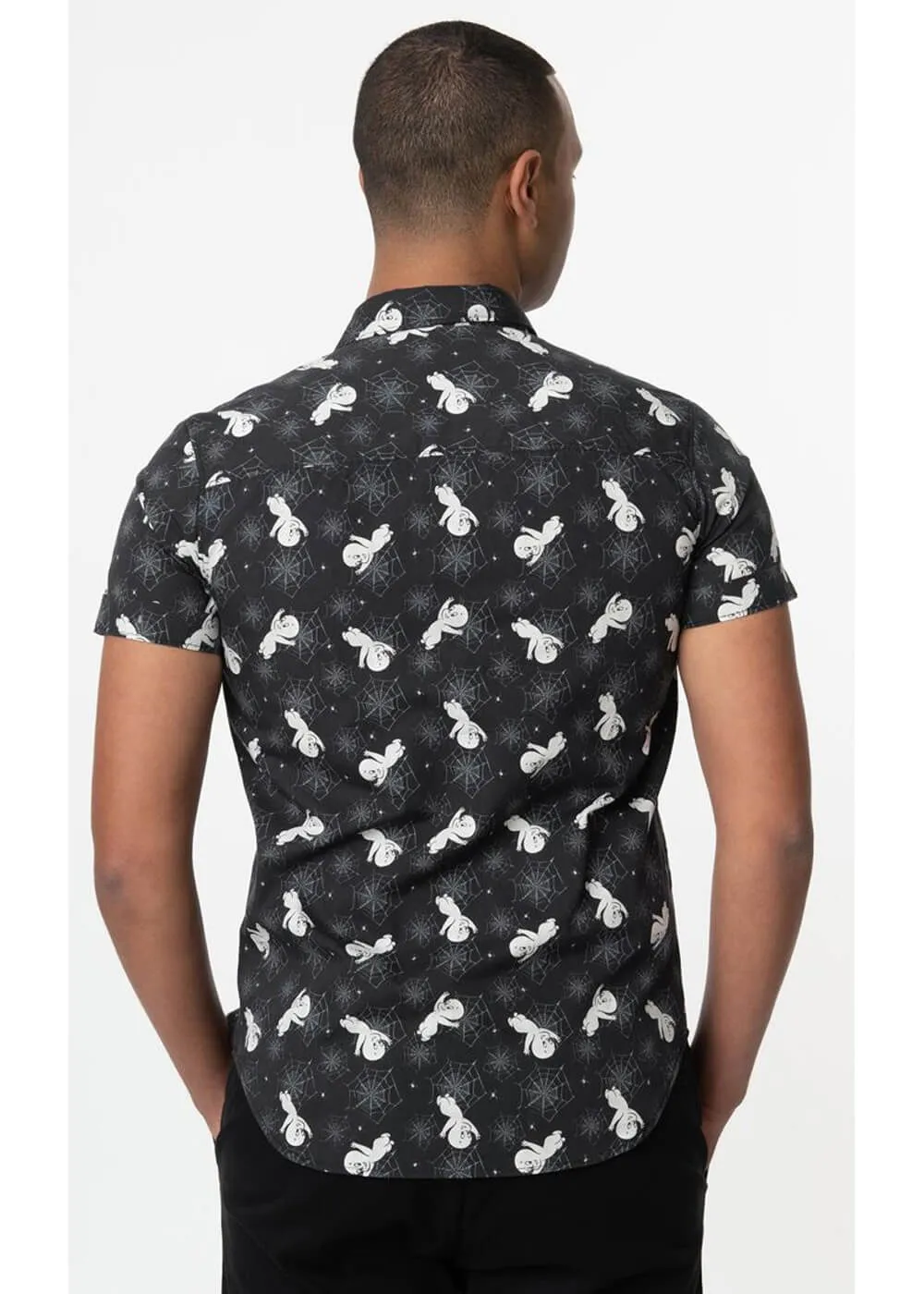 Unique Vintage x Casper Men's Spiderwebs & Ghosts Shirt Black