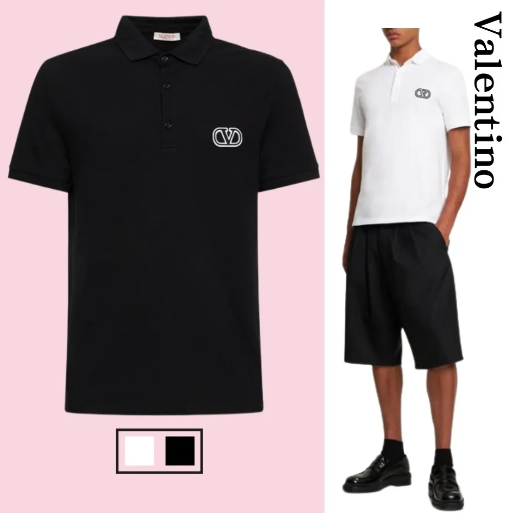 VALENTINO  |Plain Cotton Short Sleeves Bridal Logo Luxury Outlet