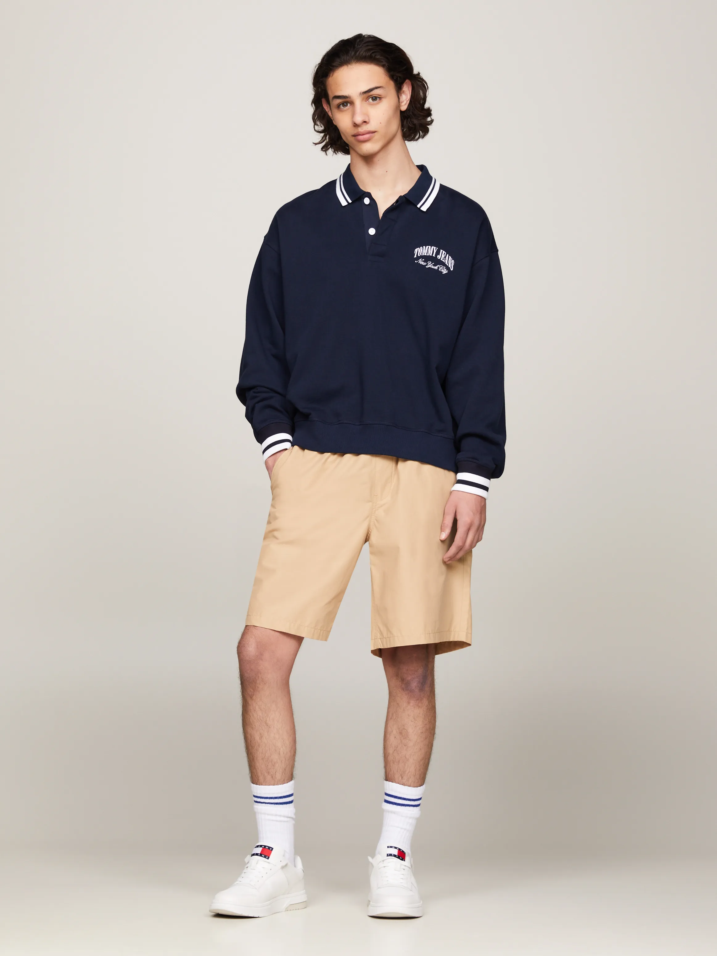 Varsity Tipped Long Sleeve Boxy Rugby Polo | Sweatshirts & Hoodies | Tommy Jeans