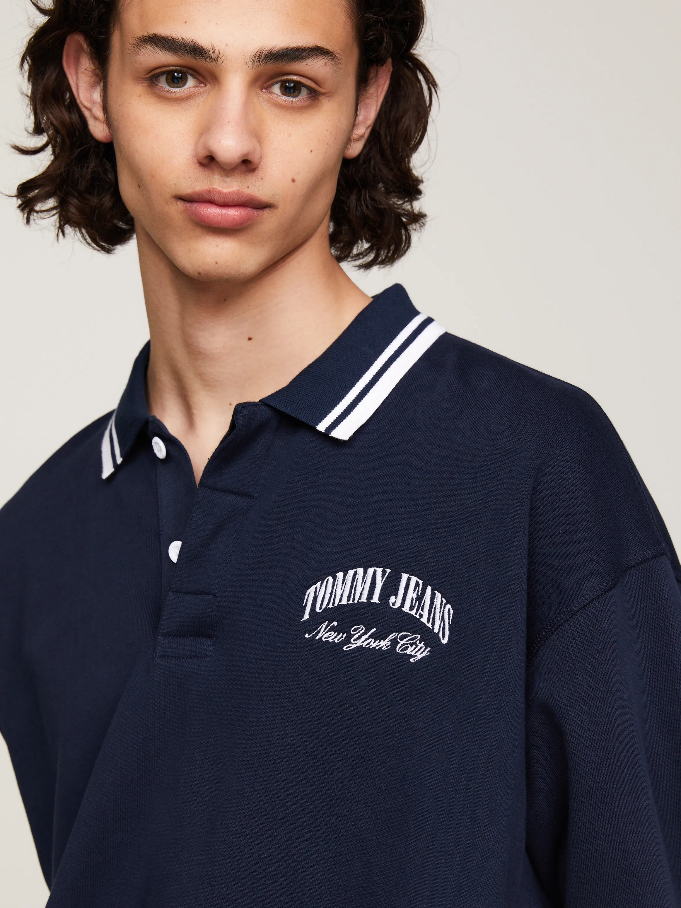 Varsity Tipped Long Sleeve Boxy Rugby Polo | Sweatshirts & Hoodies | Tommy Jeans