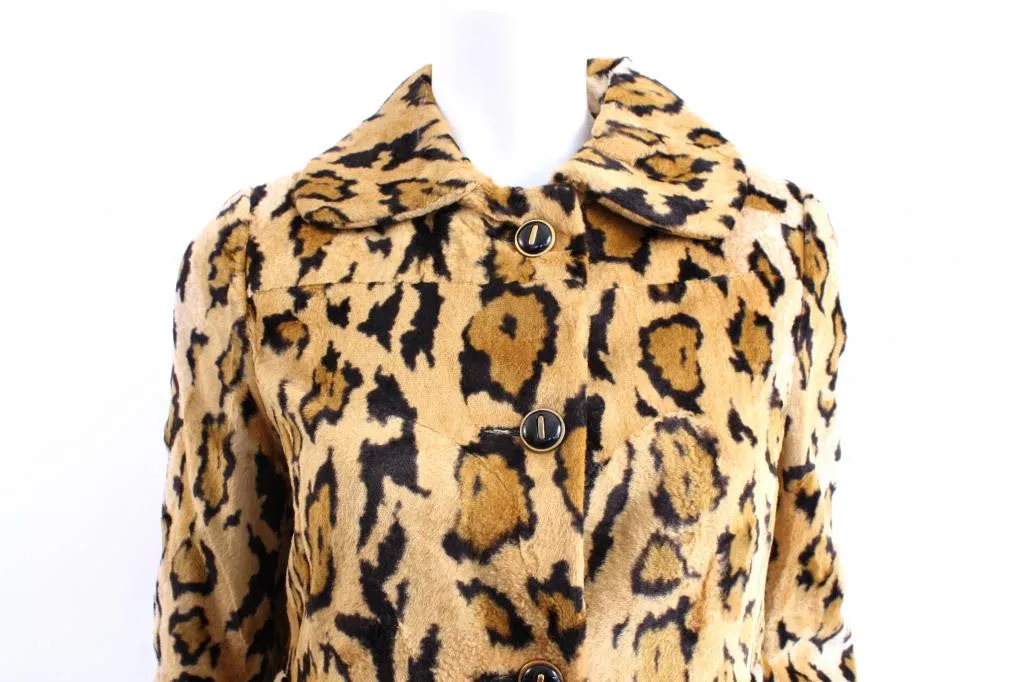 Vintage 60's Faux Leopard Fur Coat