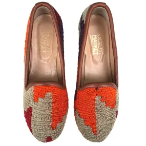 Women's Turkish Kilim Loafer | Grey & Orange