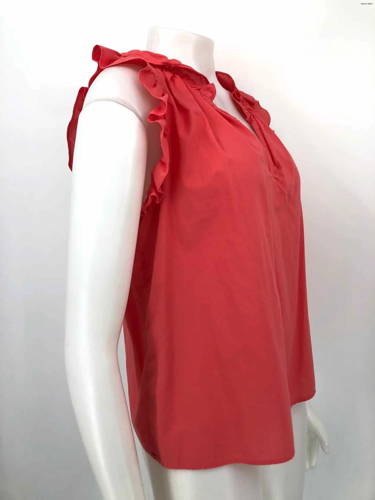 XIRENA Coral Cotton Ruffle Trim Short Sleeves Size SMALL (S) Top