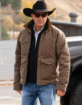 Yellowstone S04 John Dutton Quilted Jacket | Kevin Costner Quilted Jacket